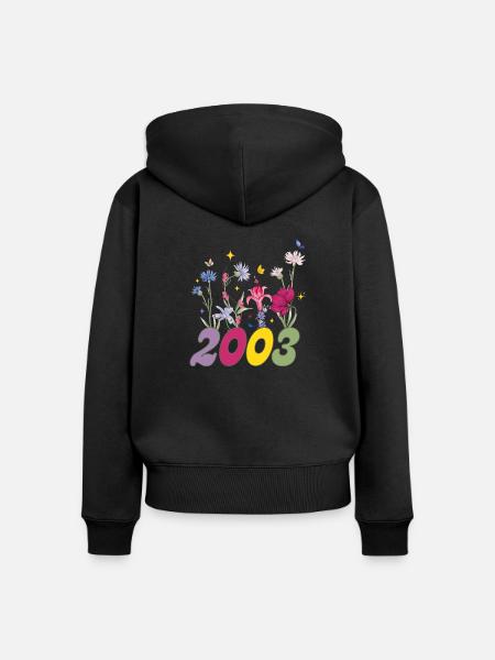 Geburtsjahr 2003 Wildblumen - Frauen Premium Bio Zip Hoodie - Schwarz
