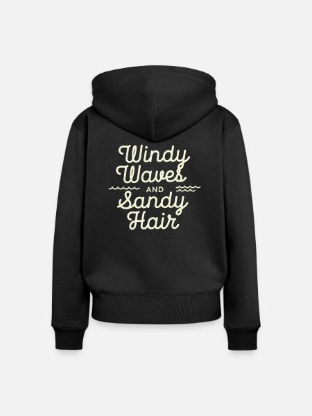 windy waves - Frauen Premium Bio Zip Hoodie - Schwarz