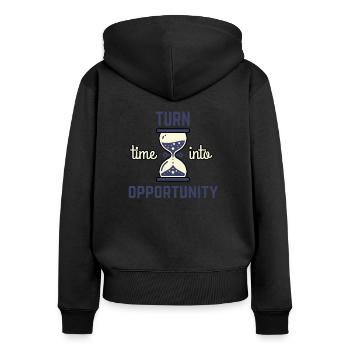 Turn time into opportunity - Women's Premium Organic Zip Hoodie - black - Back - Julia (174cm)