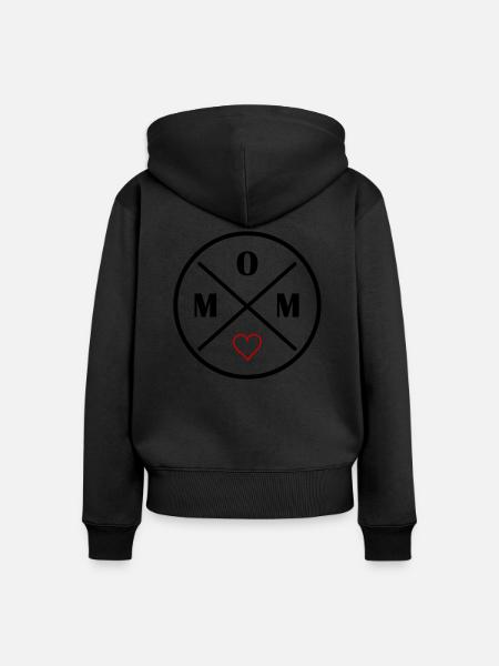 mom heart - Frauen Premium Bio Zip Hoodie - Schwarz