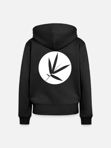 Bambus-Blatt - Frauen Premium Bio Zip Hoodie - Schwarz