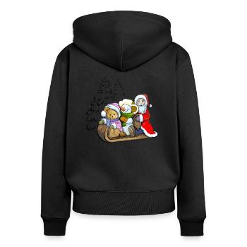 Schlittenfahrt - Frauen Premium Bio Zip Hoodie - Schwarz - Hinten - Julia (174cm)