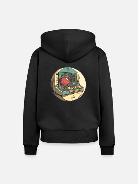 Retro-Computer: Die Anfänge der Technik! - Frauen Premium Bio Zip Hoodie - Schwarz