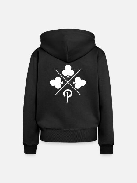 Glücksklee-Brief - Frauen Premium Bio Zip Hoodie - Schwarz