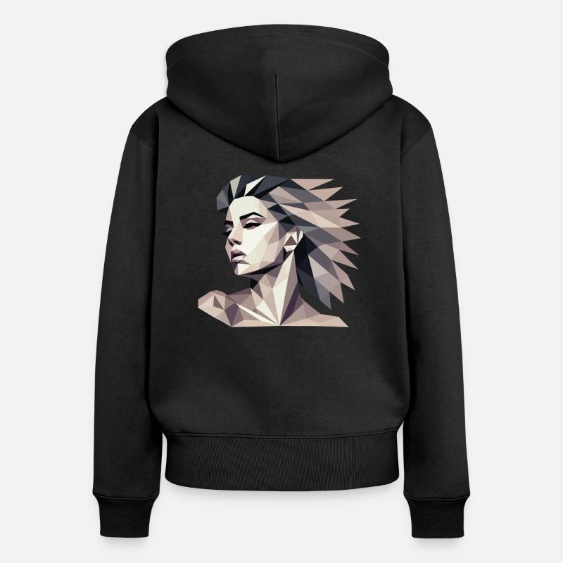 Design "Triangular reflect" - Frauen Premium Bio Zip Hoodie - Schwarz