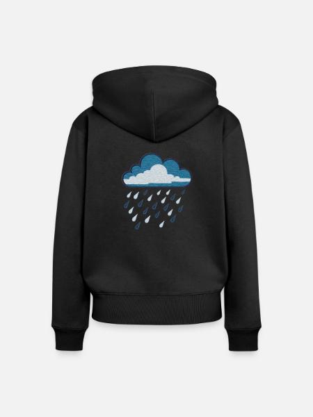 Gestickte Regenwolke - Frauen Premium Bio Zip Hoodie - Schwarz