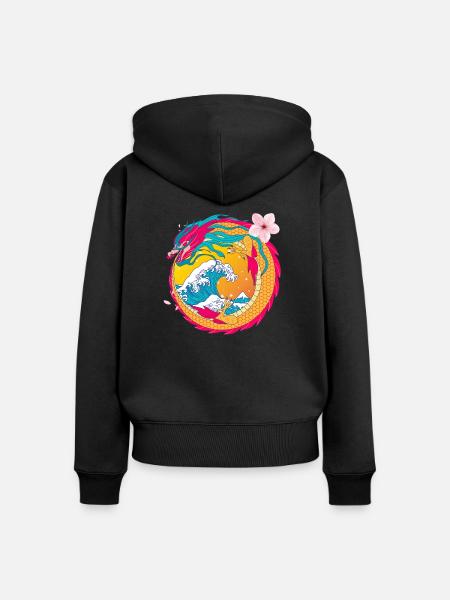 Der Drachentanz - Frauen Premium Bio Zip Hoodie - Schwarz