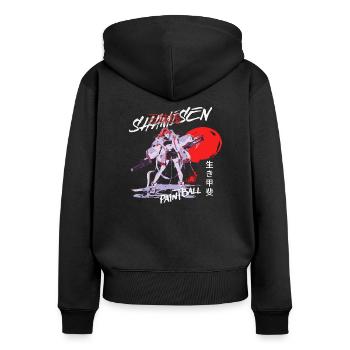 Shamisen painball rocker - Women's Premium Organic Zip Hoodie - black - Back - Julia (174cm)