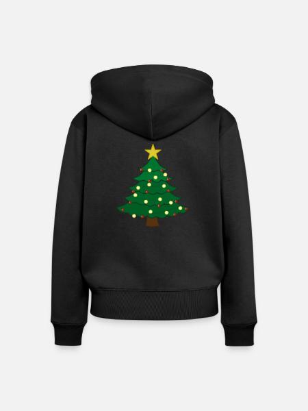 Glücklicher Weihnachtsbaum - Frauen Premium Bio Zip Hoodie - Schwarz
