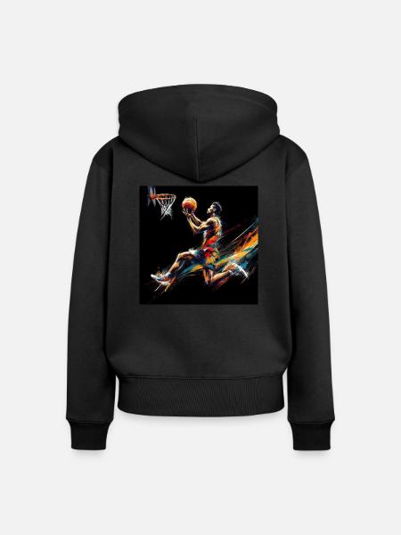 Basketballspieler - Frauen Premium Bio Zip Hoodie - Schwarz