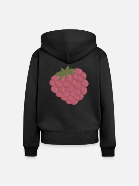 Himbeere - Frauen Premium Bio Zip Hoodie - Schwarz
