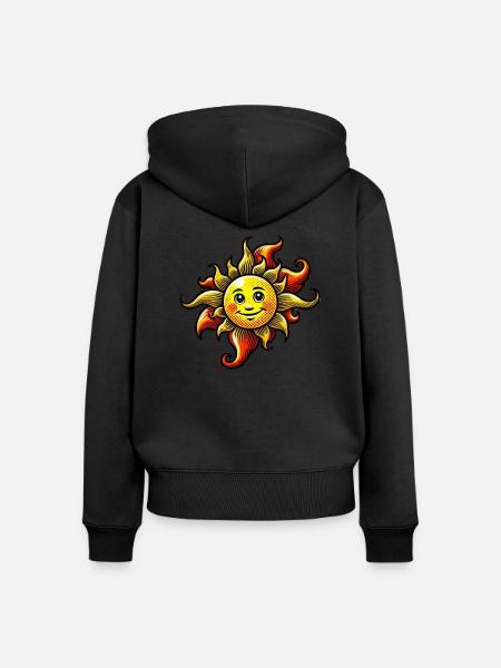 Sonne - Frauen Premium Bio Zip Hoodie - Schwarz