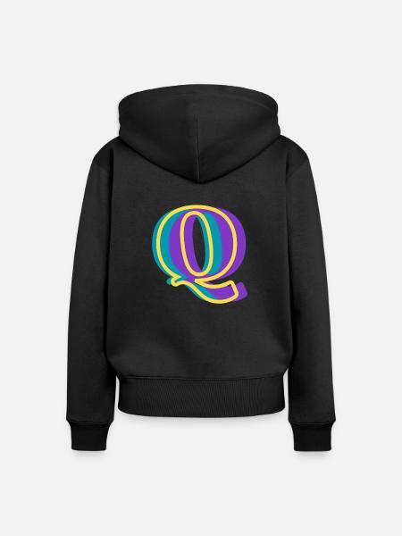 Mehrfarbiger Buchstabe q - Frauen Premium Bio Zip Hoodie - Schwarz
