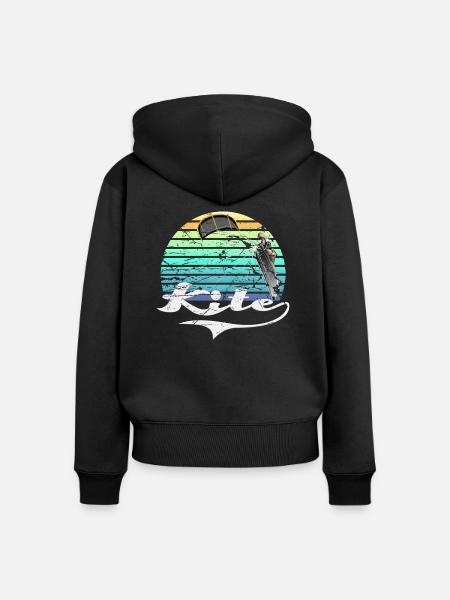 Kite Retro - Frauen Premium Bio Zip Hoodie - Schwarz