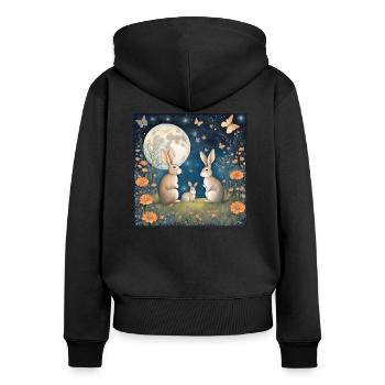 Lapin - Sweat à capuche zippé Premium bio Femme - noir - Dos - Julia (174cm)