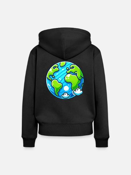 erde planet - Frauen Premium Bio Zip Hoodie - Schwarz