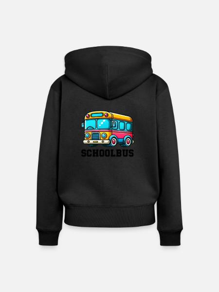 bus comic - Frauen Premium Bio Zip Hoodie - Schwarz