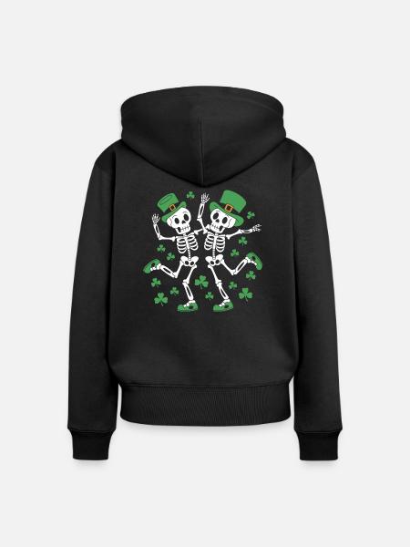 Feier der tanzenden Skelette - Frauen Premium Bio Zip Hoodie - Schwarz