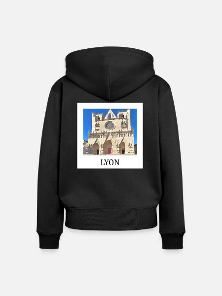 Lyon - Frauen Premium Bio Zip Hoodie - Schwarz
