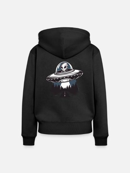 Entführung durch Außerirdische - Frauen Premium Bio Zip Hoodie - Schwarz