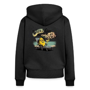 Quand la vie vous donne des citrons, ajoutez de la vodka - Sweat à capuche zippé Premium bio Femme - noir - Dos - Julia (174cm)