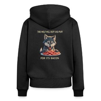 Speck-Liebhaber - Frauen Premium Bio Zip Hoodie - Schwarz - Hinten - Julia (174cm)