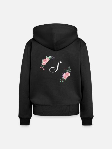 Rosa Blumenbuchstaben s - Frauen Premium Bio Zip Hoodie - Schwarz
