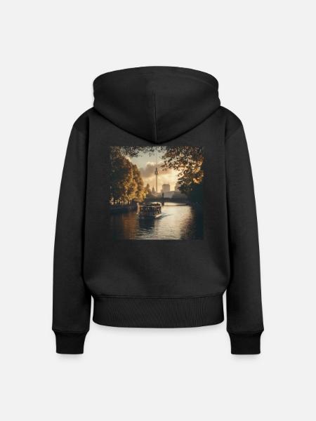 Berlin - Frauen Premium Bio Zip Hoodie - Schwarz