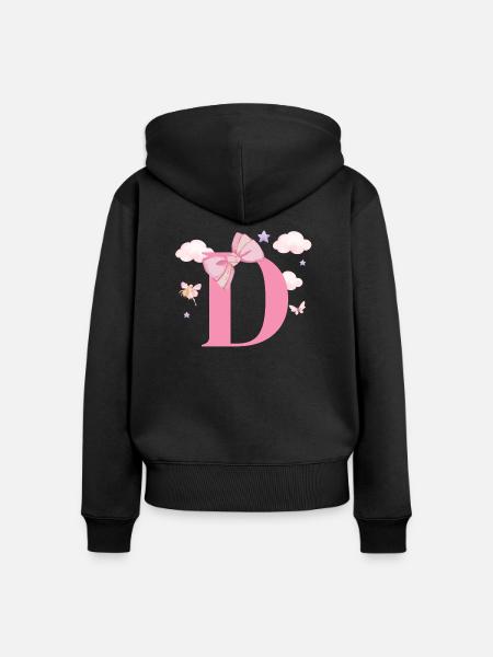 Rosa Buchstabe D Wolken - Frauen Premium Bio Zip Hoodie - Schwarz