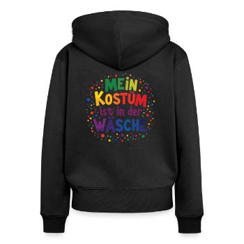 Mein Kostüm ist in der Wäsche - Frauen Premium Bio Zip Hoodie - Schwarz - Hinten - Julia (174cm)