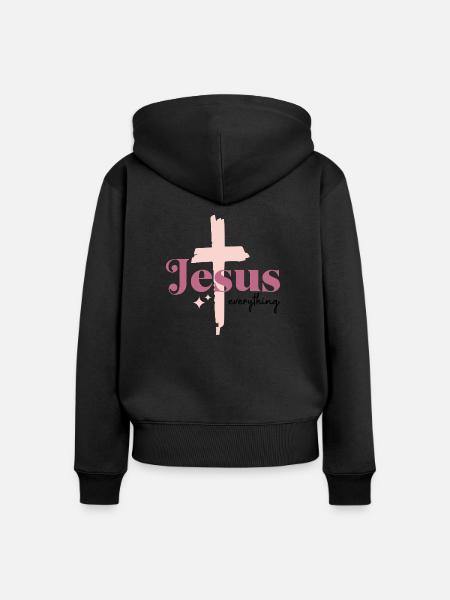 Jesus everything - Frauen Premium Bio Zip Hoodie - Schwarz