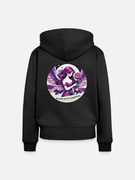 Blühen Sie mit Freundlichkeit - Frauen Premium Bio Zip Hoodie - Schwarz