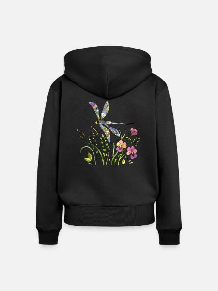 Libelle - Frauen Premium Bio Zip Hoodie - Schwarz