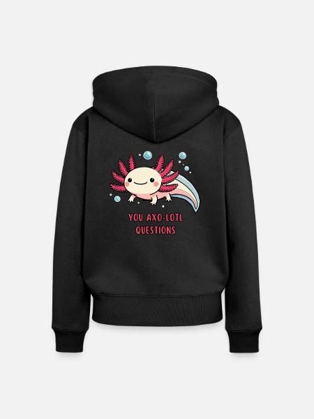 Neugieriges Axolotl - Frauen Premium Bio Zip Hoodie - Schwarz