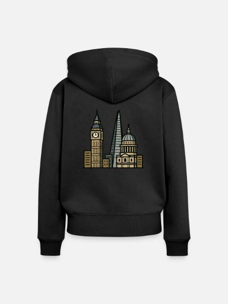 london skyline - Frauen Premium Bio Zip Hoodie - Schwarz