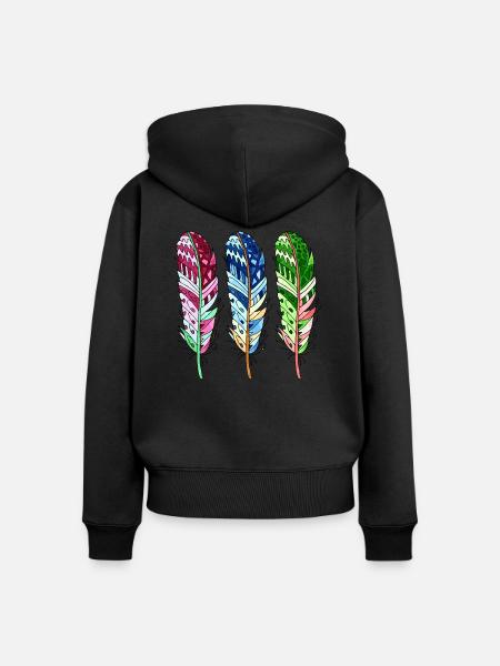 Feder - Frauen Premium Bio Zip Hoodie - Schwarz