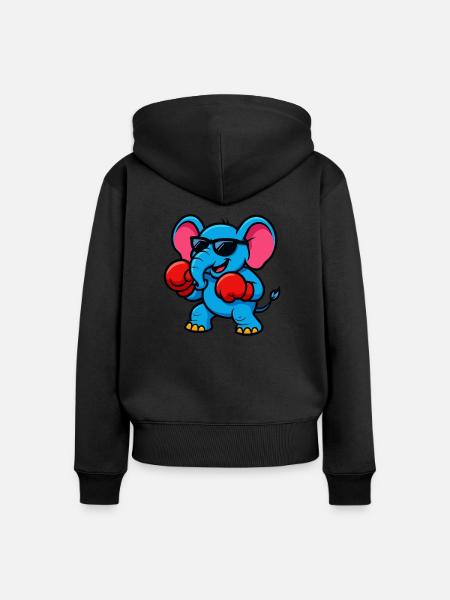 elefant boxer - Frauen Premium Bio Zip Hoodie - Schwarz