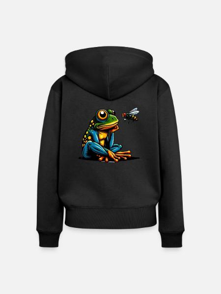 Frosch und Fliege 1 - Frauen Premium Bio Zip Hoodie - Schwarz