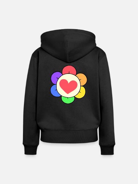 Dandy Regenbogenblume - Frauen Premium Bio Zip Hoodie - Schwarz