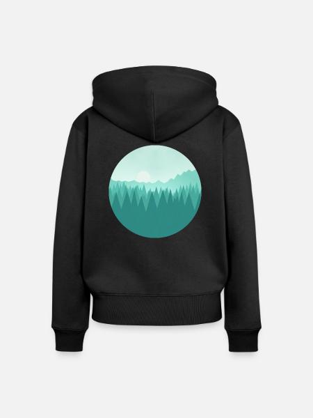 Berglandschaft - Frauen Premium Bio Zip Hoodie - Schwarz