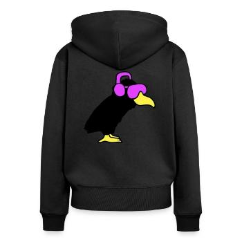 Raven DJ Club Musique Écoute Lunettes de soleil Casque - Sweat à capuche zippé Premium bio Femme - noir - Dos - Julia (174cm)