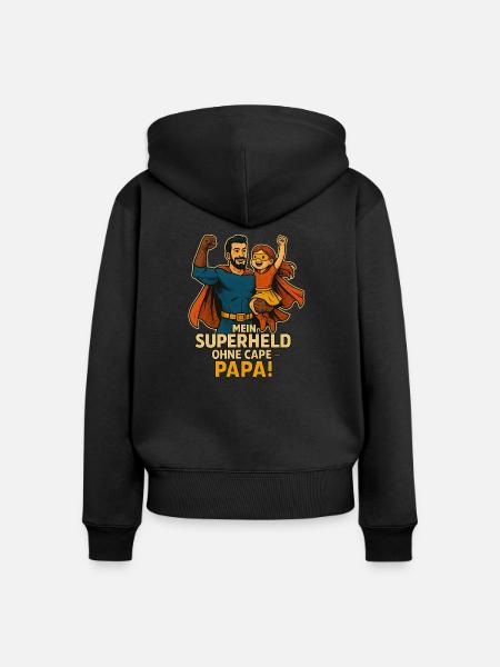 PapaHero - Frauen Premium Bio Zip Hoodie - Schwarz