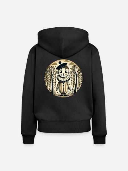 Trauriger Clown - Frauen Premium Bio Zip Hoodie - Schwarz