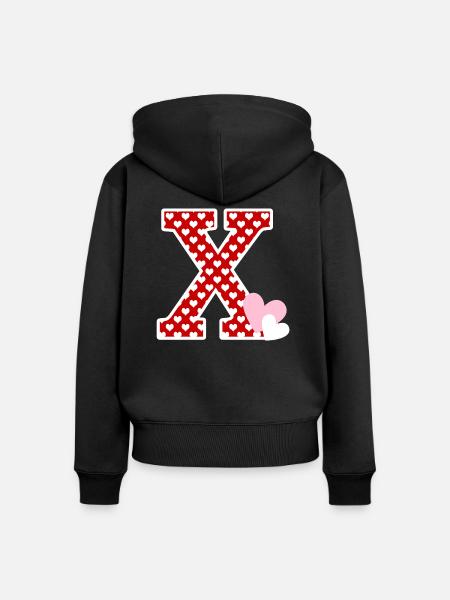 Buchstabe x Herz - Frauen Premium Bio Zip Hoodie - Schwarz