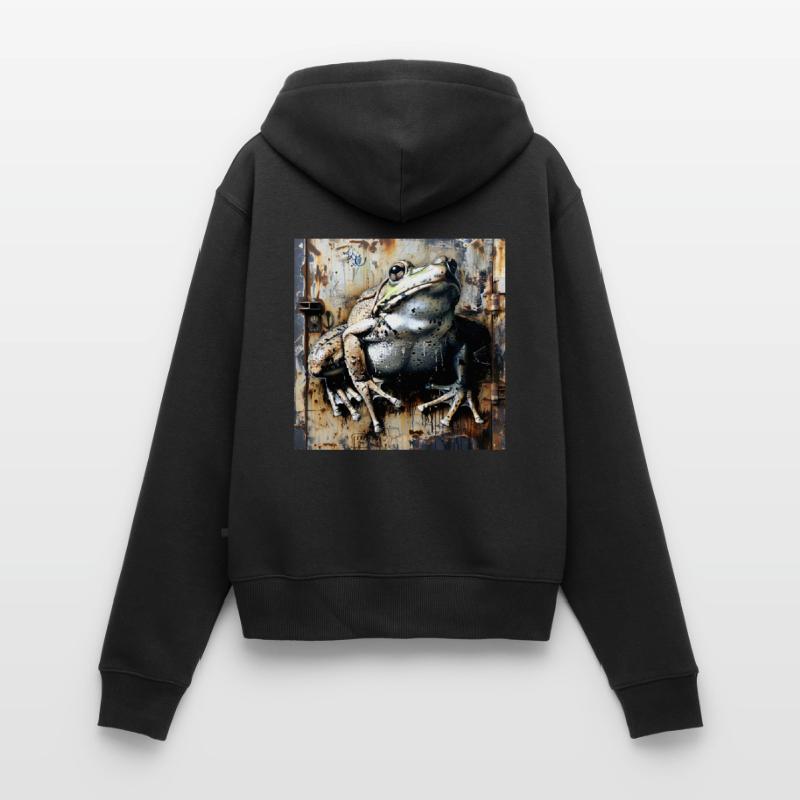 Graffiti Toad Toad Frog Rust Metal Urban Women's Premium Organic Zip Hoodie