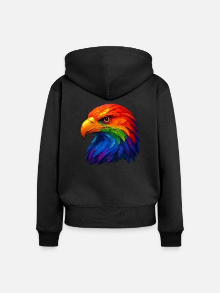 Farbfeder Seeadlerkopf - Frauen Premium Bio Zip Hoodie - Schwarz
