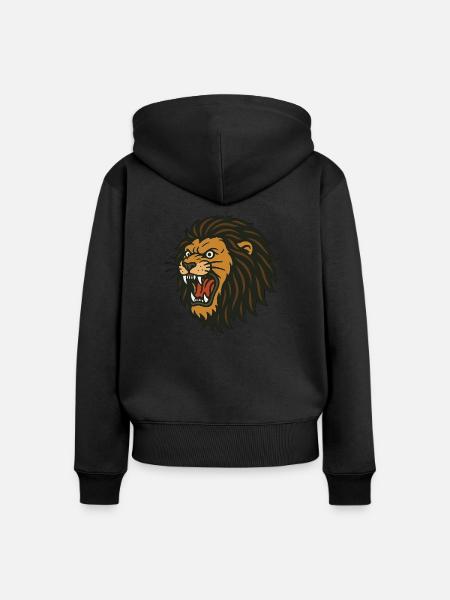 Roaring Lion - Frauen Premium Bio Zip Hoodie - Schwarz