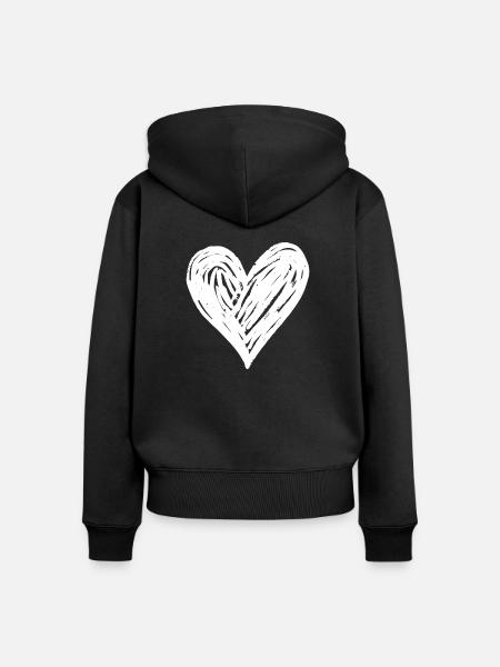 Herz Hand Gezeichnet - Frauen Premium Bio Zip Hoodie - Schwarz
