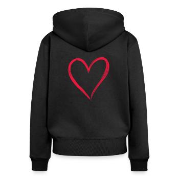 Amour dessiné à la main - Sweat à capuche zippé Premium bio Femme - noir - Dos - Julia (174cm)