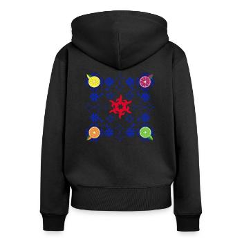 Mediterraner pikanter Amalfi-Sommerausbruch - Frauen Premium Bio Zip Hoodie - Schwarz - Hinten - Julia (174cm)
